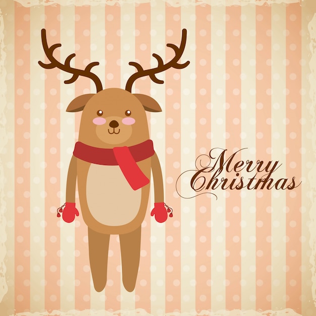 Cartão de decoração de rena feliz natal