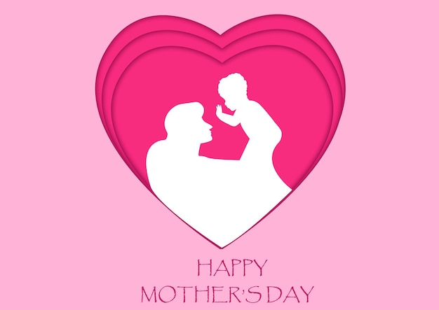 Vetor cartão de dia da mãe com cor rosa p1