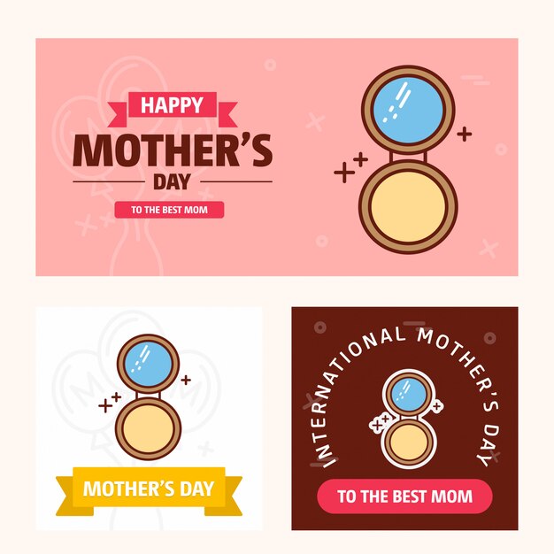 Cartão de dia das mães com logotipo de facepowder e vector tema rosa
