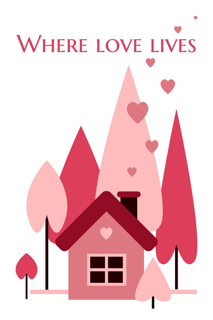Vetor cartão de dia dos namorados com linda casa do amor