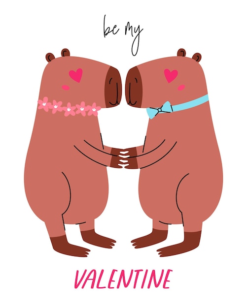 Cartão de Dia dos Namorados Um casal adorável Capybara Seja o meu Namorado