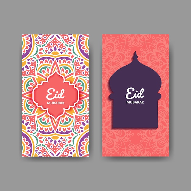 Cartão de eid mubarak com ornamento de mandala