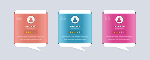 Cartão de feedback do cliente moderno com estrela de classificação e avatar em fundo gradiente