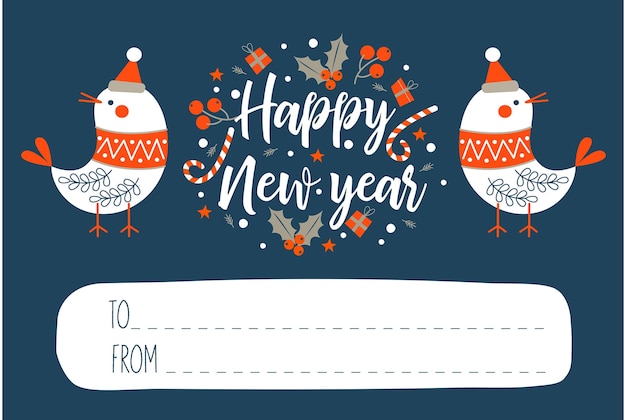 Cartão de felicitações de ano novo e natal.
