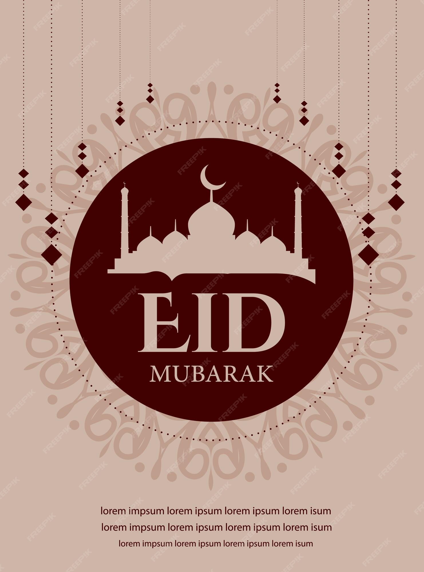 Cartão de felicitações eid mubarak com a caligrafia árabe