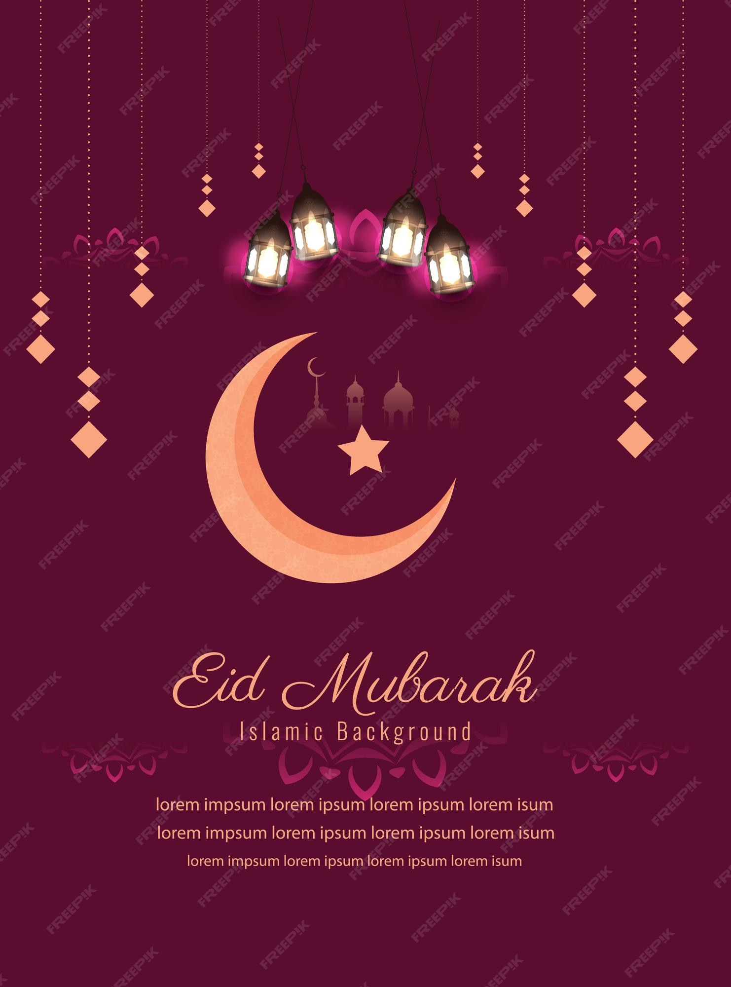 Cartão de felicitações eid mubarak com a caligrafia árabe