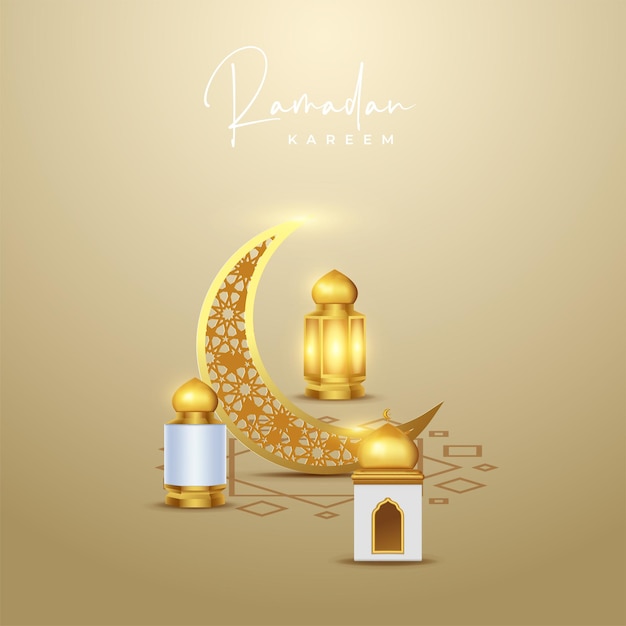 Cartão de felicitações ramadan kereem com ilustração vetorial de ornamento islâmico