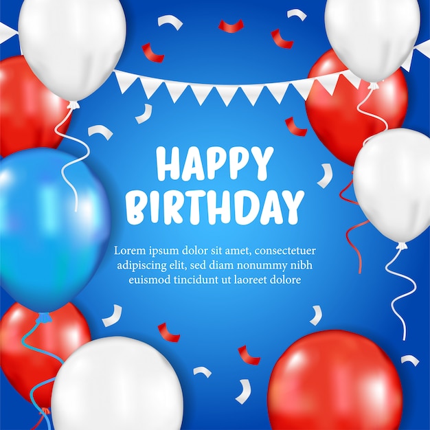 Cartão de feliz aniversário com balão