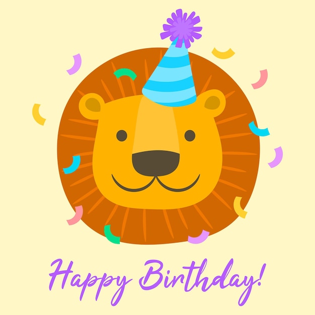 Cartão de feliz aniversário do bebê leão