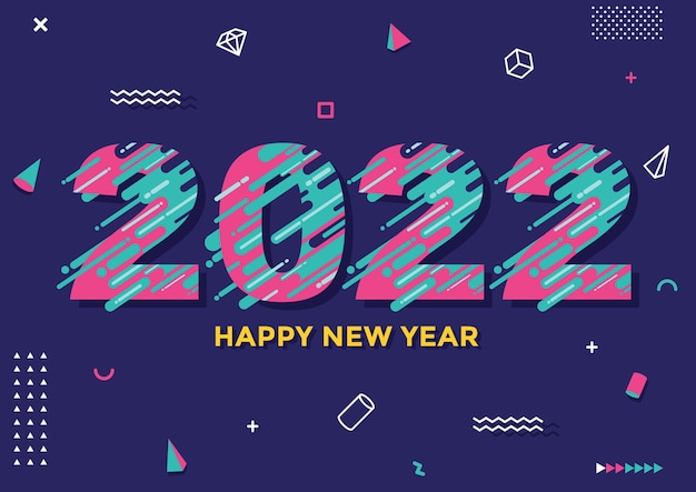 Cartão de feliz ano novo 2022 com flocos de neve recortados em papel padrão de decoração de confetes de vetor