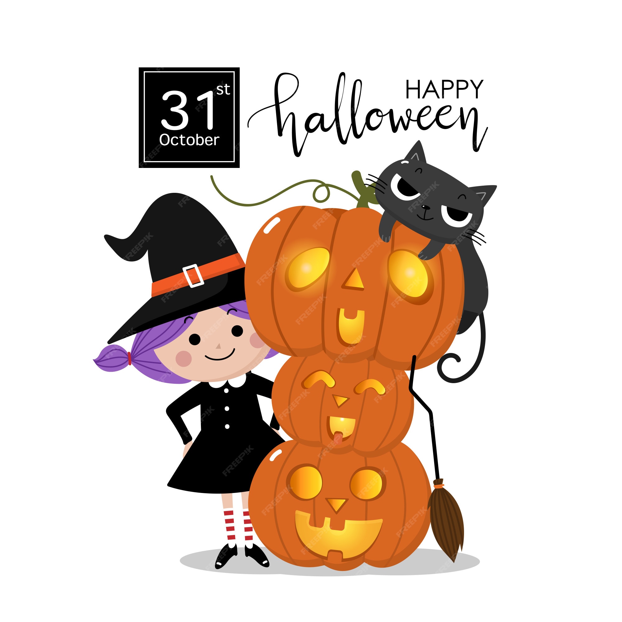 Feliz Halloween Cartão Com Abóbora Bonito. Feriados Personagem De Desenho  Animado. Vetor De Desenho Animado. Royalty Free SVG, Cliparts, Vetores, e  Ilustrações Stock. Image 190099284