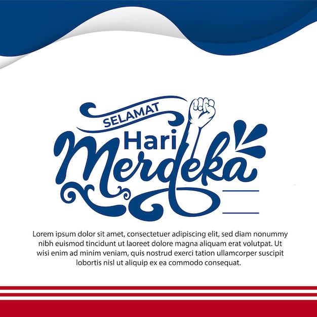 Cartão de feliz malásia merdeka design de letras do dia da independência