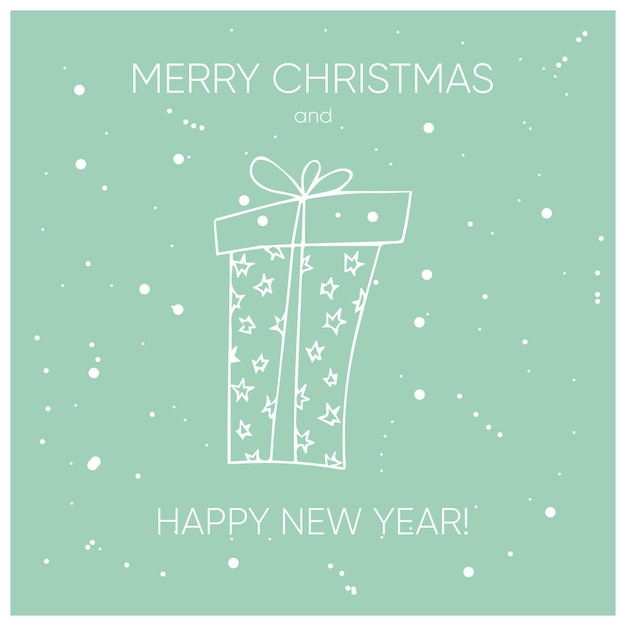 Vetor cartão de feliz natal e feliz ano novo com design de férias de inverno de caixa de natal