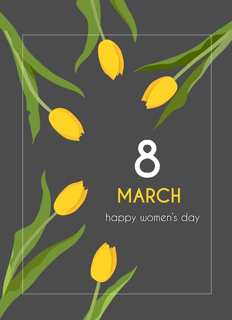 Vetor cartão de férias para o dia da mulher, 8 de março. ilustração em vetor de uma flor de primavera. cumprimentando tul realista