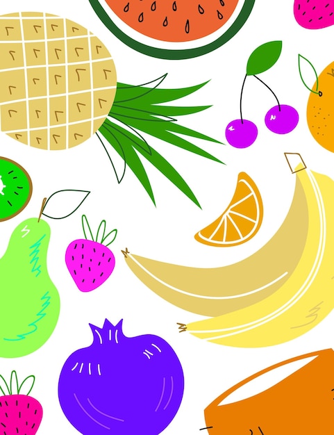 Cartão de frutas restaurante de comida orgânica e conceito de mercado de agricultores de apoio design tropical com frutas exóticas para pôsteres de camiseta de tecido capas ilustração vetorial eps