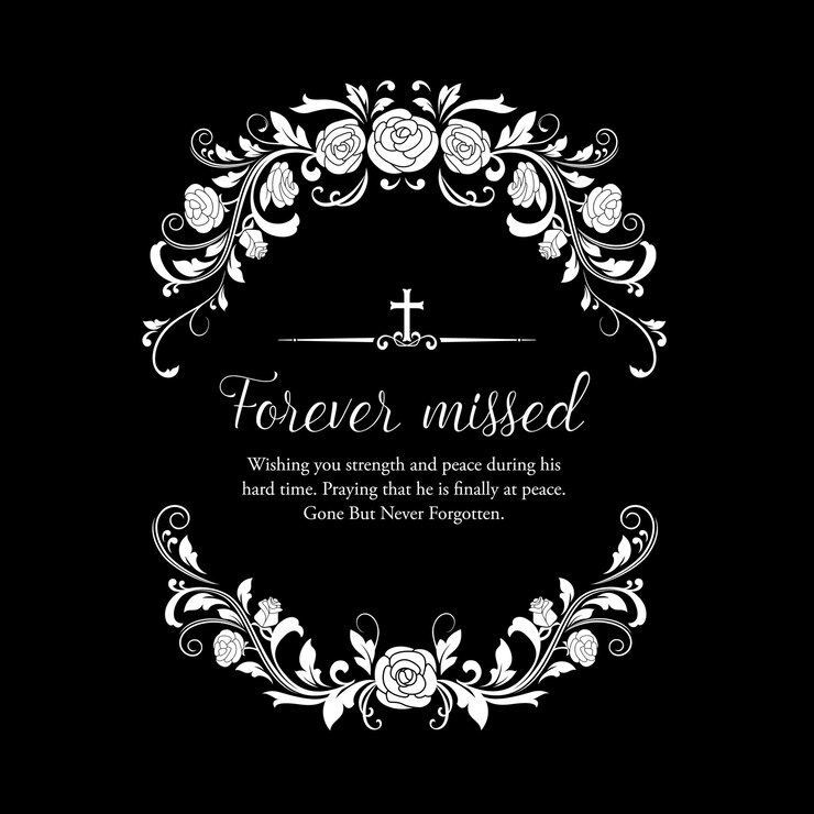 Vetor cartão de funeral com coroa de flores rosas e cruz