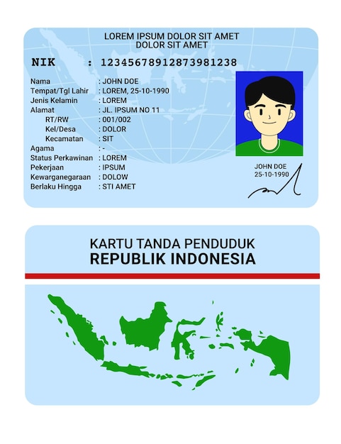 Cartão de identificação da Indonésia Ktp ilustração design plano Identidade indonésia