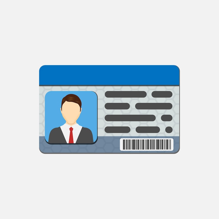 Vetor cartão de identificação dados de informações pessoais documento de identidade com foto de pessoa e clipart de texto isolado no fundo branco ilustração vetorial eps 10