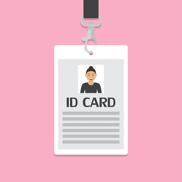 Cartão de identificação feminino em um design plano. ilustração