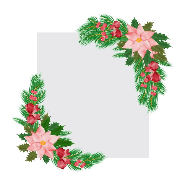 Cartão de Natal com aquarela moldura floral para cartões de convite e gráficos