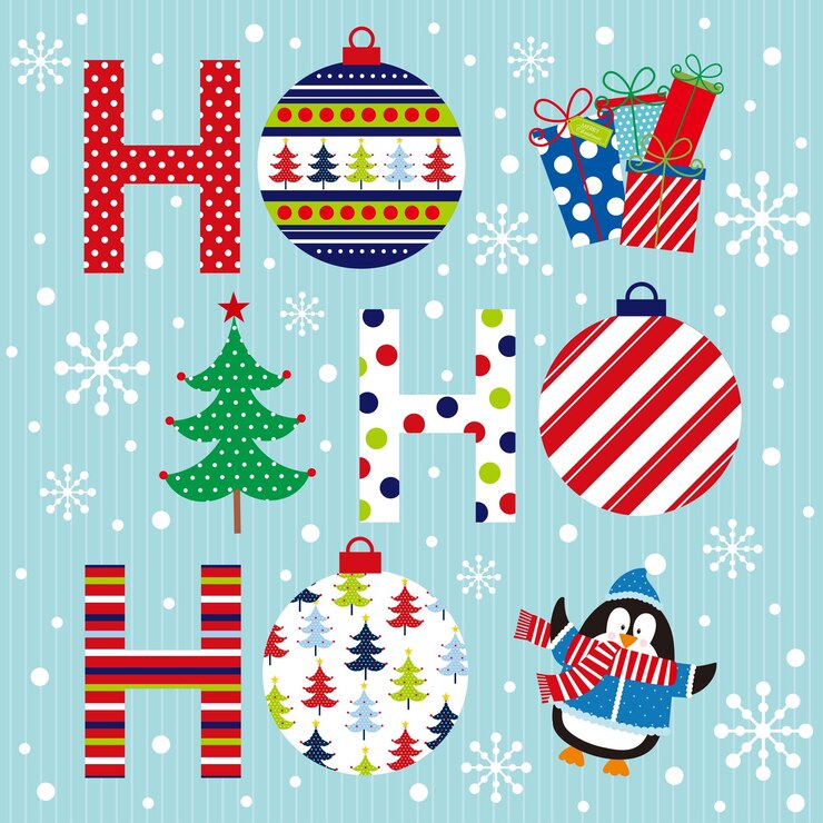 Vetor cartão de natal com bolinhas e ho ho ho