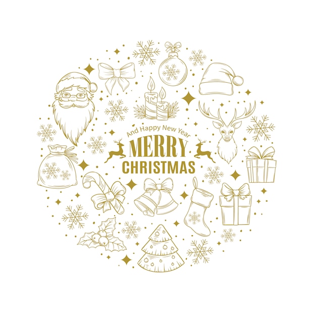Cartão de natal com ícones decorativos