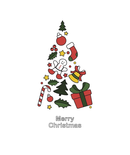Cartão de Natal com ilustração vetorial de árvore de abeto