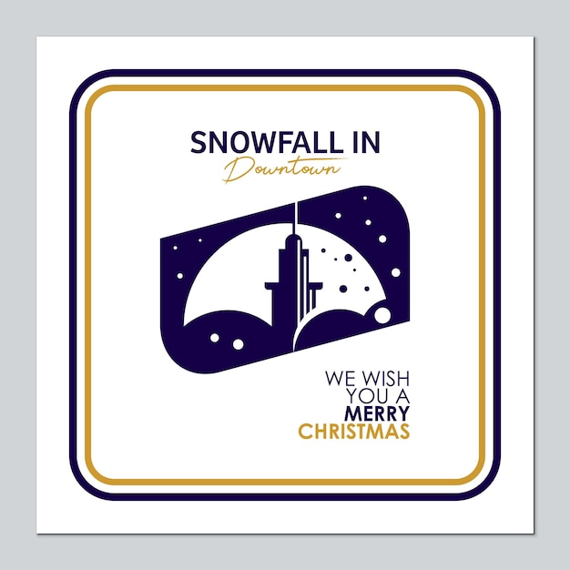 Cartão de natal com neve na ilustração da cidade