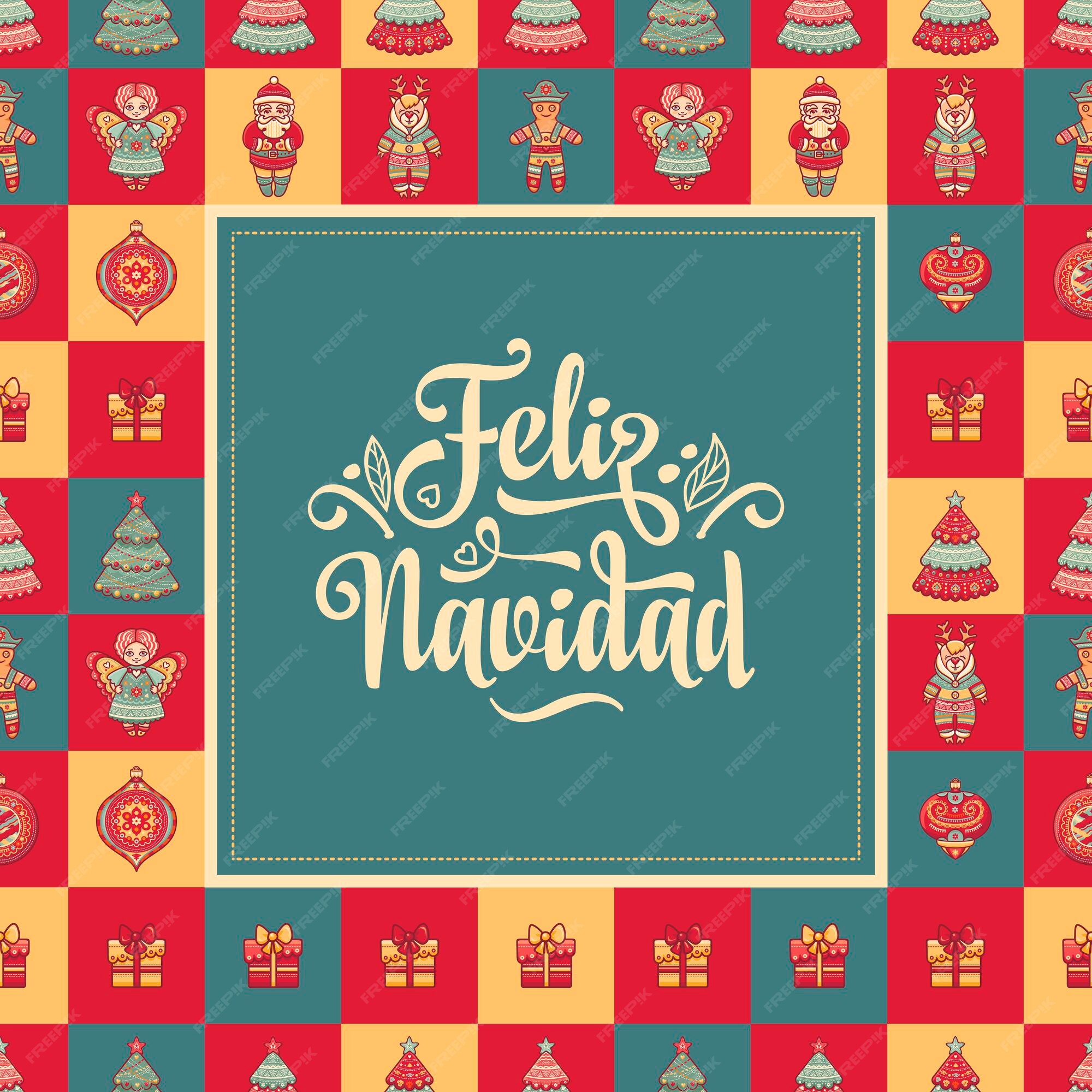 Cartão de natal em espanhol tradução em inglês feliz natal ilustração em  vetor de saudação de natal