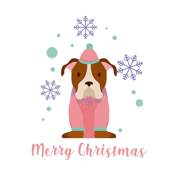 Vetor cartão de natal feliz do cão