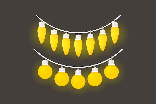 Cartão de natal luz de natal plana para web e design