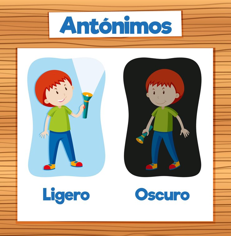 Vetor cartão de palavra em língua espanhola ligero e oscuro em ilustração vetorial