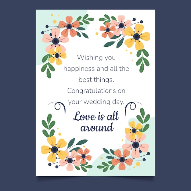 Cartão de parabéns de casamento desenhado à mão