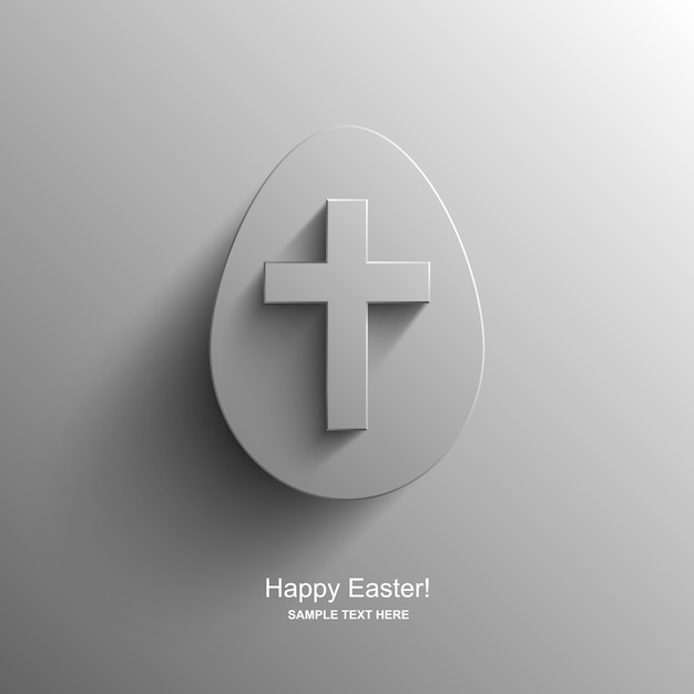 Cartão de páscoa em forma de ovo com a imagem de uma cruz cristã, fundo de páscoa.