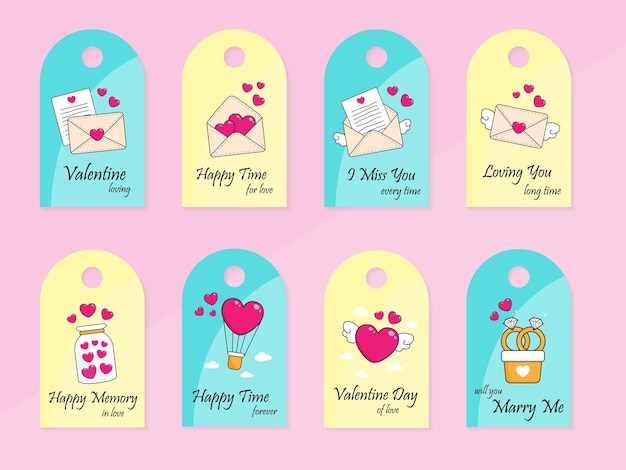 cartão de presente de etiqueta coração de amor para o dia de São Valentim ou festa de celebração de casamento