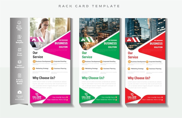 Vetor cartão de rack e design de folheto dl. design de modelo de folheto corporativo para o seu negócio.