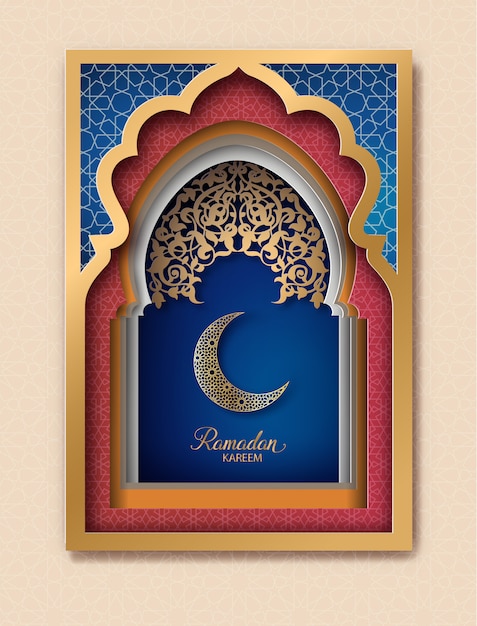 Cartão de ramadan kareem, arte de papel