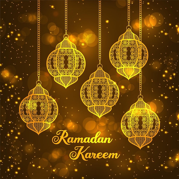 Vetor cartão de ramadan kareem para a celebração do festival da comunidade muçulmana