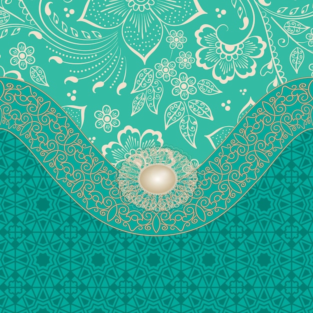 Cartão de saudação de ano novo islâmico ou fundo com padrão árabe