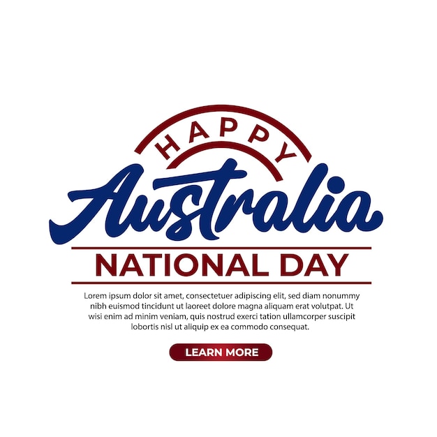 cartão de saudação de feliz dia nacional da Austrália com fundo branco