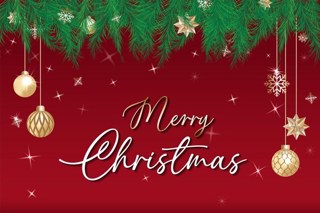 Cartão de saudação de natal com fundo vermelho com decoração de tema de natal