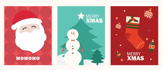 Cartão de saudação de Natal, feliz ano novo e feliz Natal, Papai Noel, Homem de Neve.