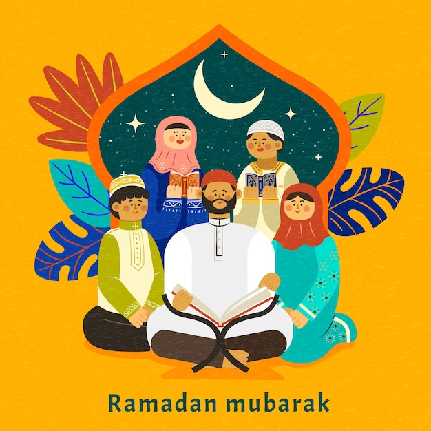 Vetor cartão de saudação de ramadan mubarak