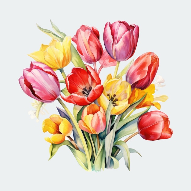 Vetor cartão de saudação do dia da mulher com tulipas ilustração vetorial