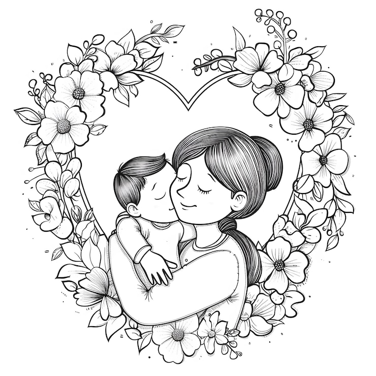 Vetor cartão de saudação do dia das mães com ilustração vetorial de mãe e bebê felizes