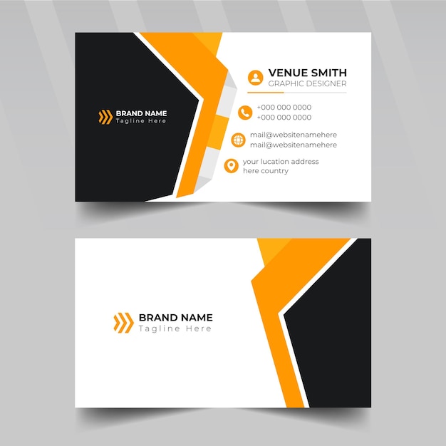 Vetor cartão de visita criativo profissional com design de cartão de visita laranja