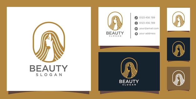 cartão de visita de design de logotipo de beleza feminina