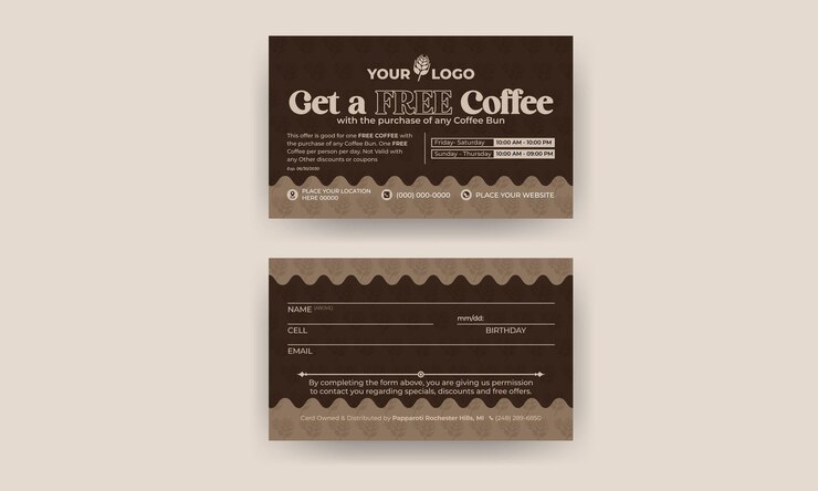 Cartão de visita de evento de café com design de cartão de convite