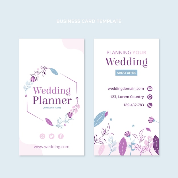 Cartão de visita de planejador de casamento desenhado à mão