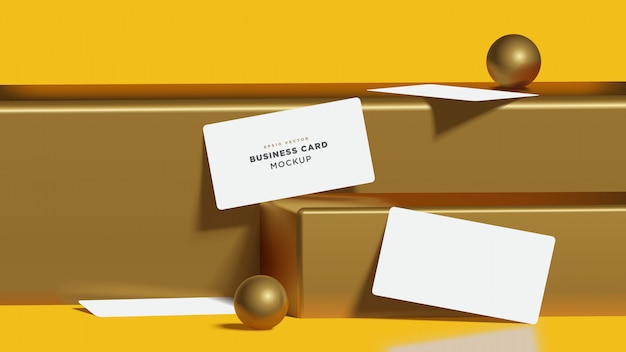 cartão de visita de renderização 3d realista de ouro